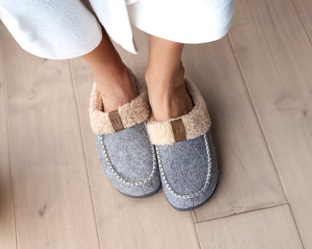 Mia in Grey Boa Lined Lifestyle Slippers