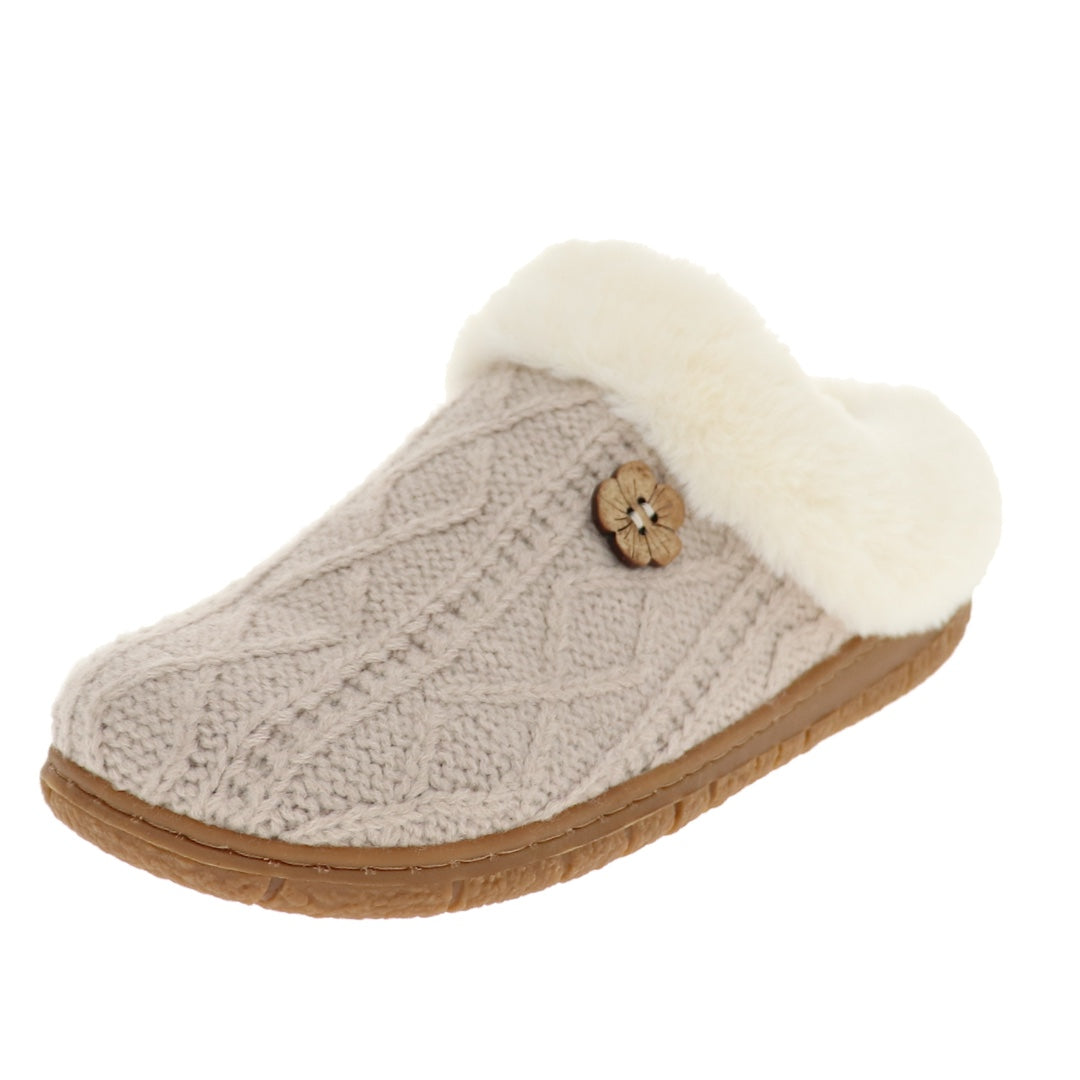 Zapatilla de mujer de punto beige Loom