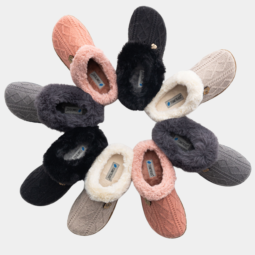 Tricot Pantoufle Laine Femme Pantoufle Loom En Tricot Gris Pour